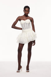 Cellach Dantel Korse Asimetrik Saçaklı Etek Takımı